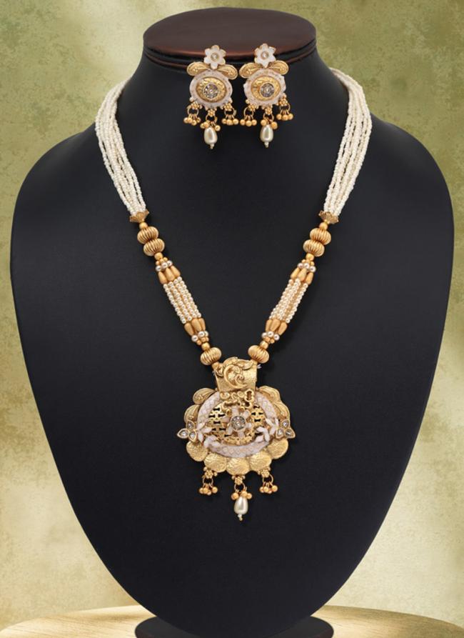   Wedding Wear  Golden Color Matte Gold Meenakari Necklace Set